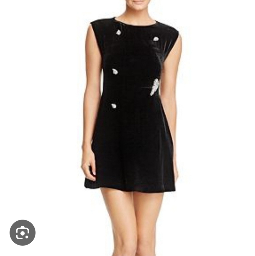 Sandro Paris Spice Velvet Black Dress Rhinestones